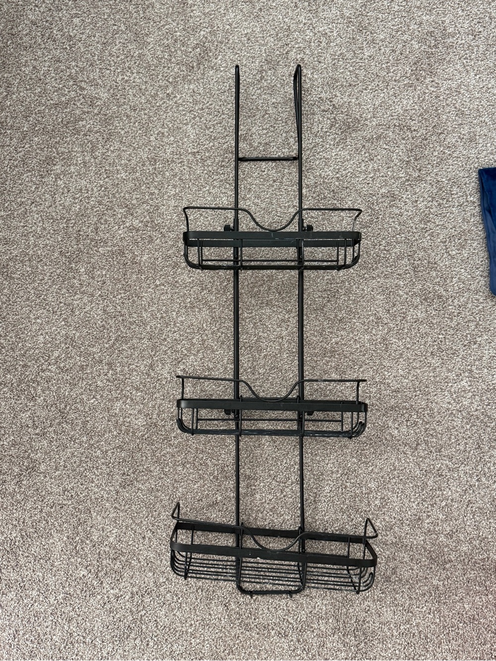 Over Shower Door Black 3-Tier Metal Basket Organizer